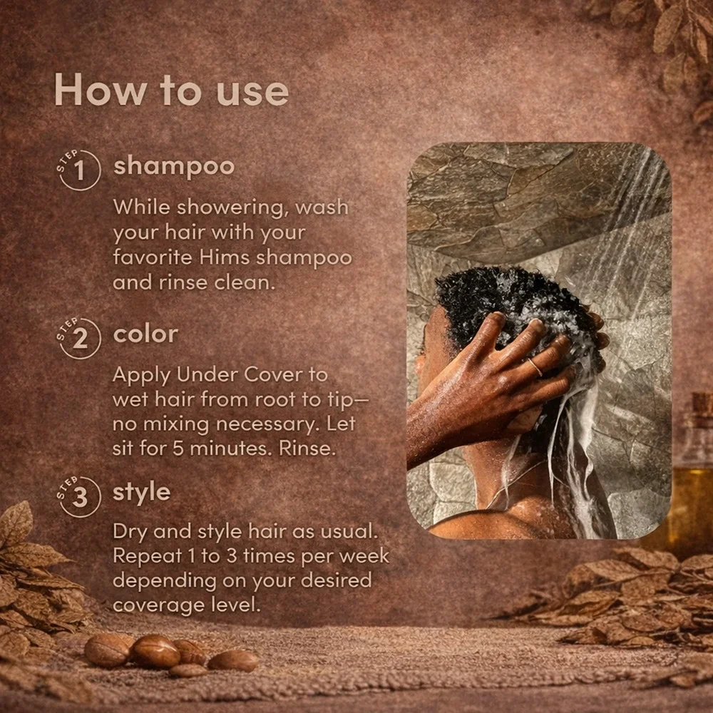 Hims Under Cover Hair Color + Conditioner Medium Brown Gray Blending Vegan